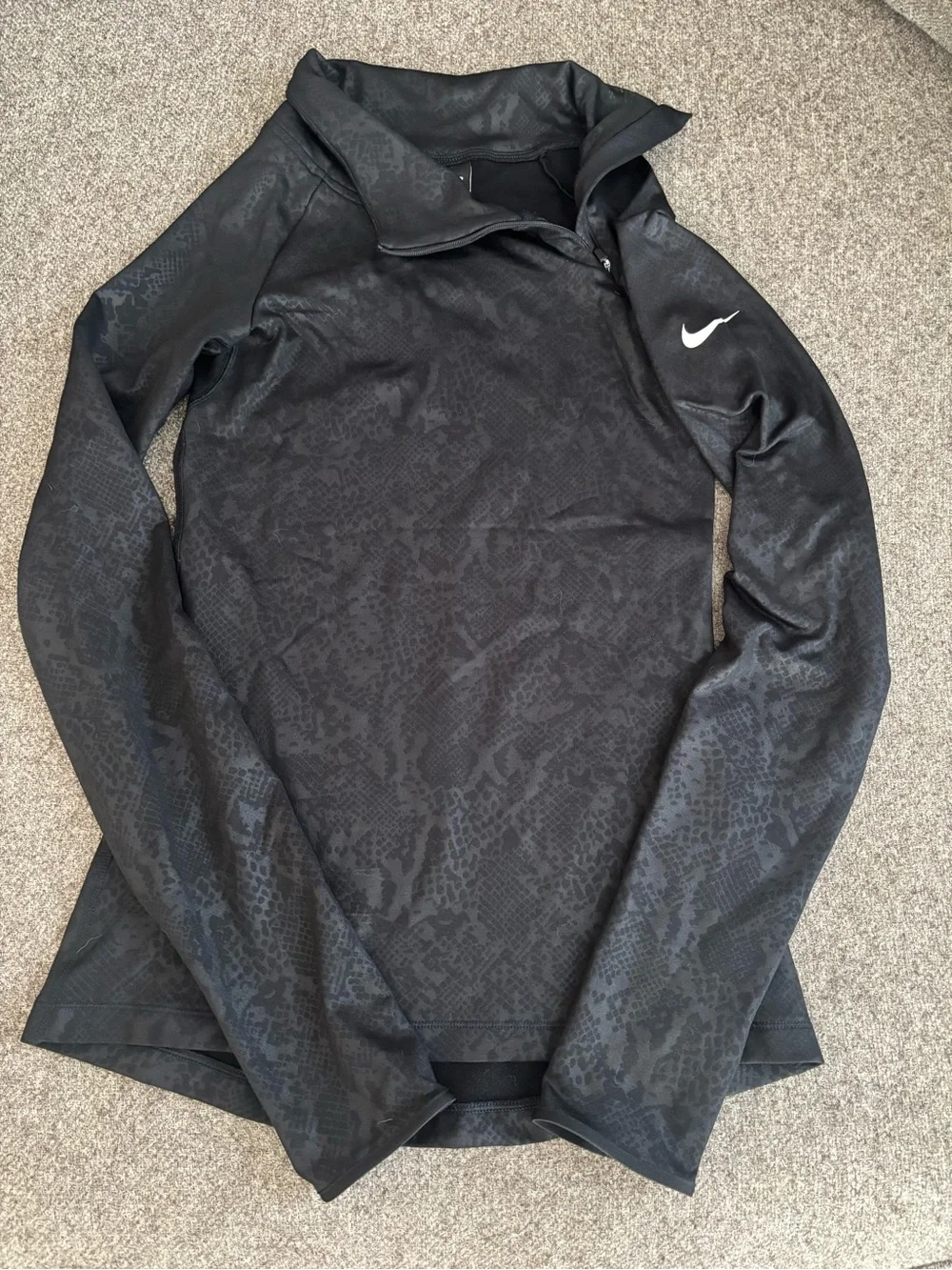 Nike Black Dri-FIT Pro Quarter-Zip Top with Subtle Pattern